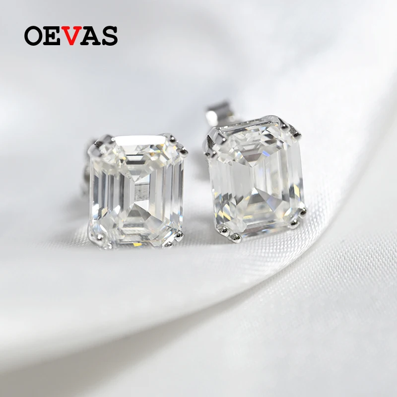 Серьги-гвоздики из серебра 925 пробы с муассанитами | Украшения и аксессуары