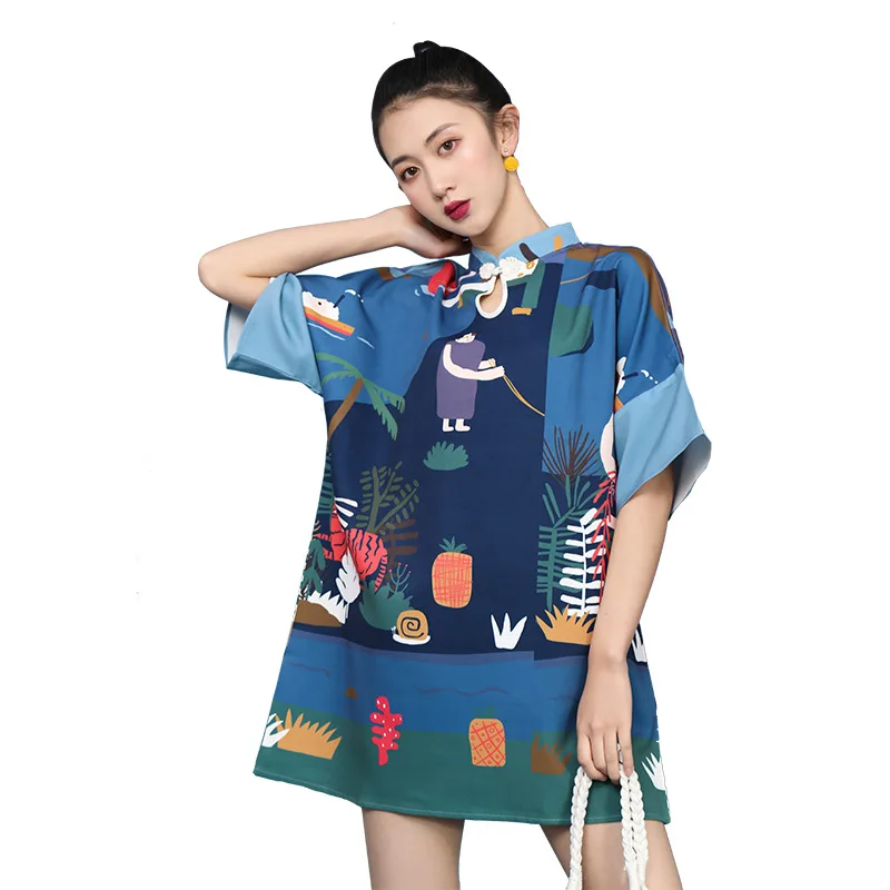 2021 Spring Cheongsam New Women's Modern Vintage Cute Chinese Style Student Girl Daily Loose Soft China National Short Dress
2021 Spring Cheongsam New Women's Modern Vintage Cute Chinese Style Student Girl Daily Loose Soft China National Short Dress