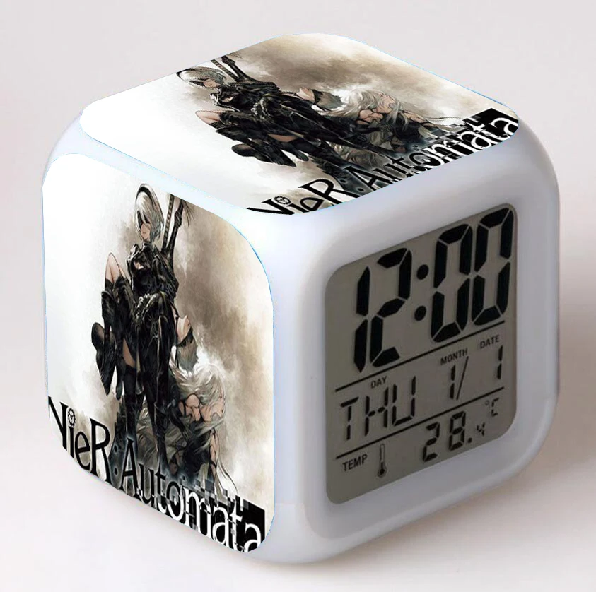 Аниме ниус: Automata Мультфильм светодиодный 7 цветов вспышка цифровой будильник светильник для спальни настольные часы будильник
Аниме ниус: Automata Мультфильм светодиодный 7 цветов вспышка цифровой будильник светильник для спальни настольные часы будильник