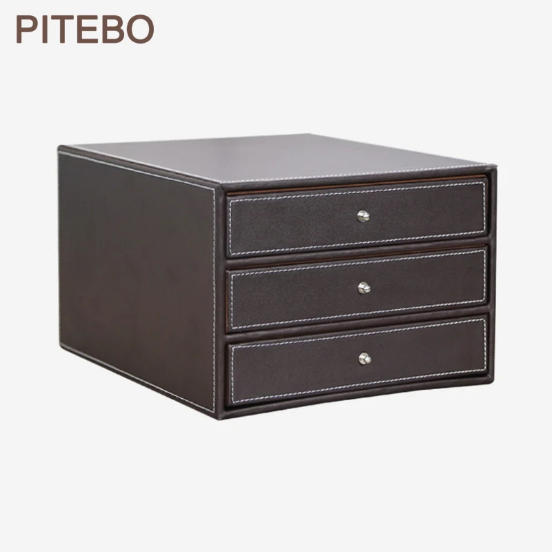 PITEBO wood leather 3-drawer office desktop a4 file cabinet document filing organizer box holder container black
PITEBO wood leather 3-drawer office desktop a4 file cabinet document filing organizer box holder container black