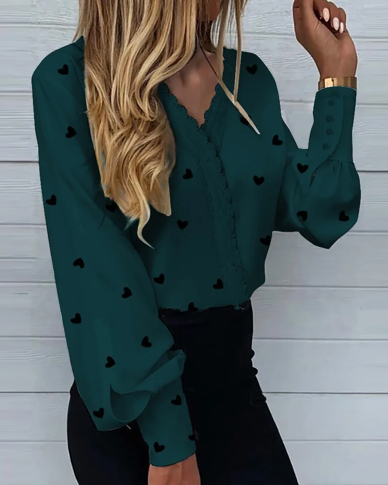 Long Sleeve Top Women Shirts Blouses Hear Print Shirt Summer Autumn Sexy Ladies BUtton Detail V Neck Casual Top Blouse
Long Sleeve Top Women Shirts Blouses Hear Print Shirt Summer Autumn Sexy Ladies BUtton Detail V Neck Casual Top Blouse