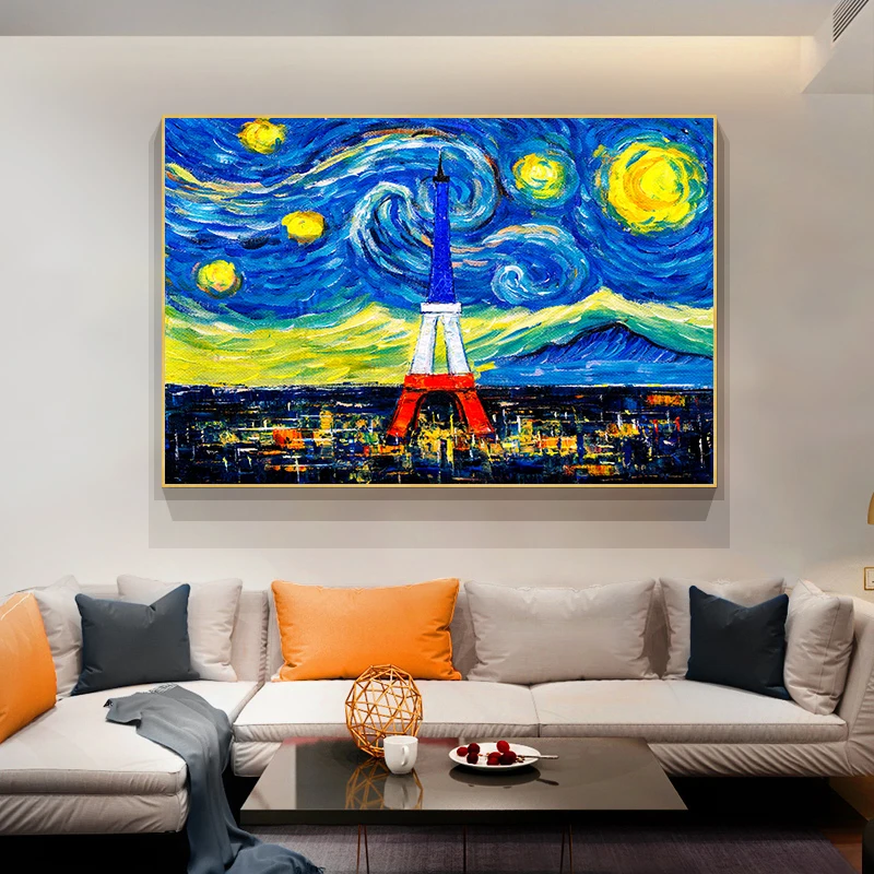 Abstract Starry Night Style Eiffel Tower Oil Paintings Canvas Painting Posters and Prints Wall Art Pictures for Living Room
Abstract Starry Night Style Eiffel Tower Oil Paintings Canvas Painting Posters and Prints Wall Art Pictures for Living Room