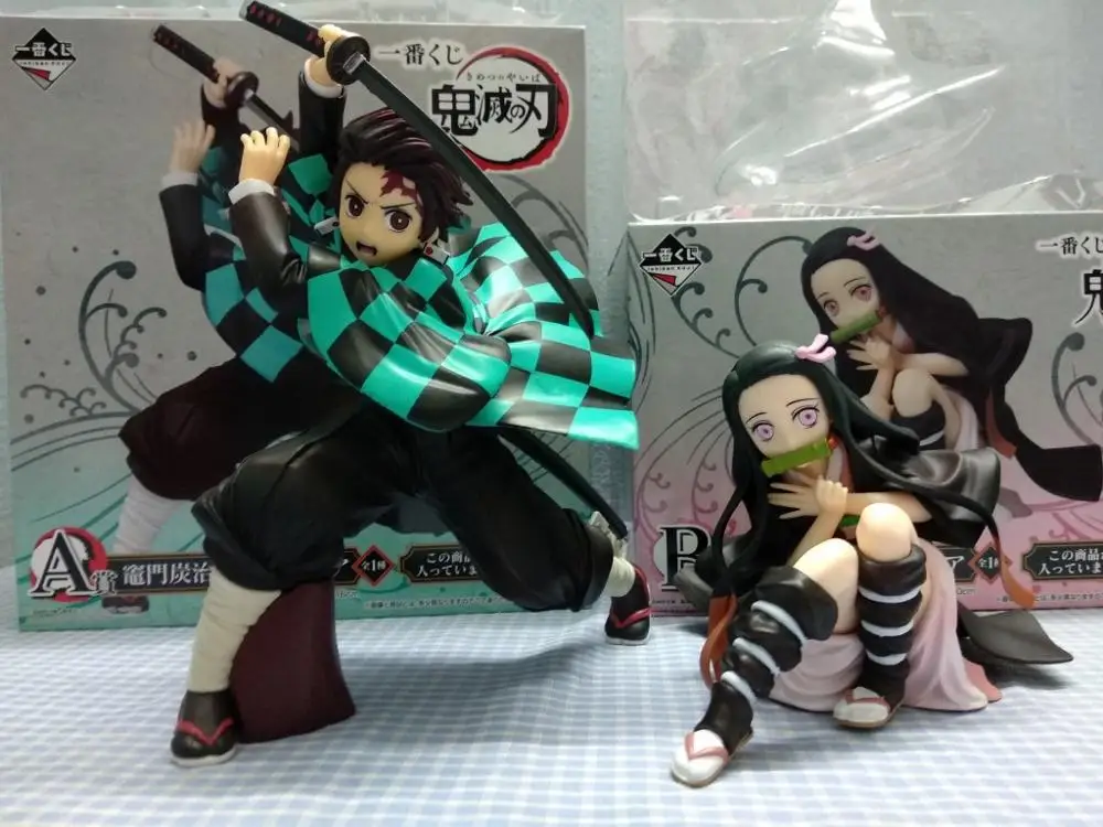 Аниме 10-15 см Demon Slayer: Kimetsu no Yaiba Kamado Tanjirou A/Kamado Nezuko B ПВХ фигурка модель куклы игрушки