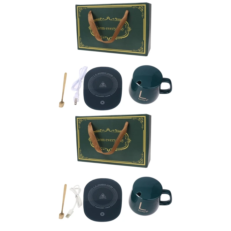 US Plug / USB 450ml Coffee Cup with Spoon and 55 Degree Thermostat Coaster Set for Home Living Room Study Room Office 
US Plug / USB 450ml Coffee Cup with Spoon and 55 Degree Thermostat Coaster Set for Home Living Room Study Room Office