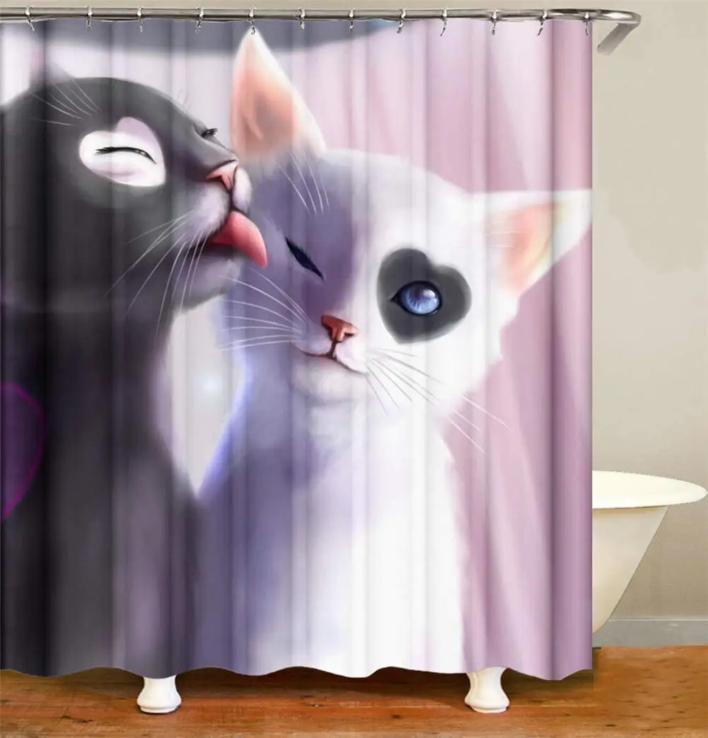 Занавеска для душа с двумя влюбленными кошками, 3D HD печать, легко моется, водонепроницаемый, цветной полиэстер
Занавеска для душа с двумя влюбленными кошками, 3D HD печать, легко моется, водонепроницаемый, цветной полиэстер