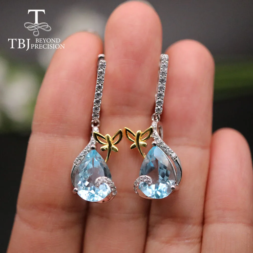 TBJ новый дизайн бабочка застежка серьги натуральные бразильские 10ct цвет