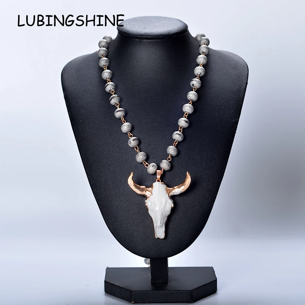 New Fashion Skull Bull Pendants choker for women men Round Frosted beads Cross Chain Bullfight Necklace of the brave
New Fashion Skull Bull Pendants choker for women men Round Frosted beads Cross Chain Bullfight Necklace of the brave