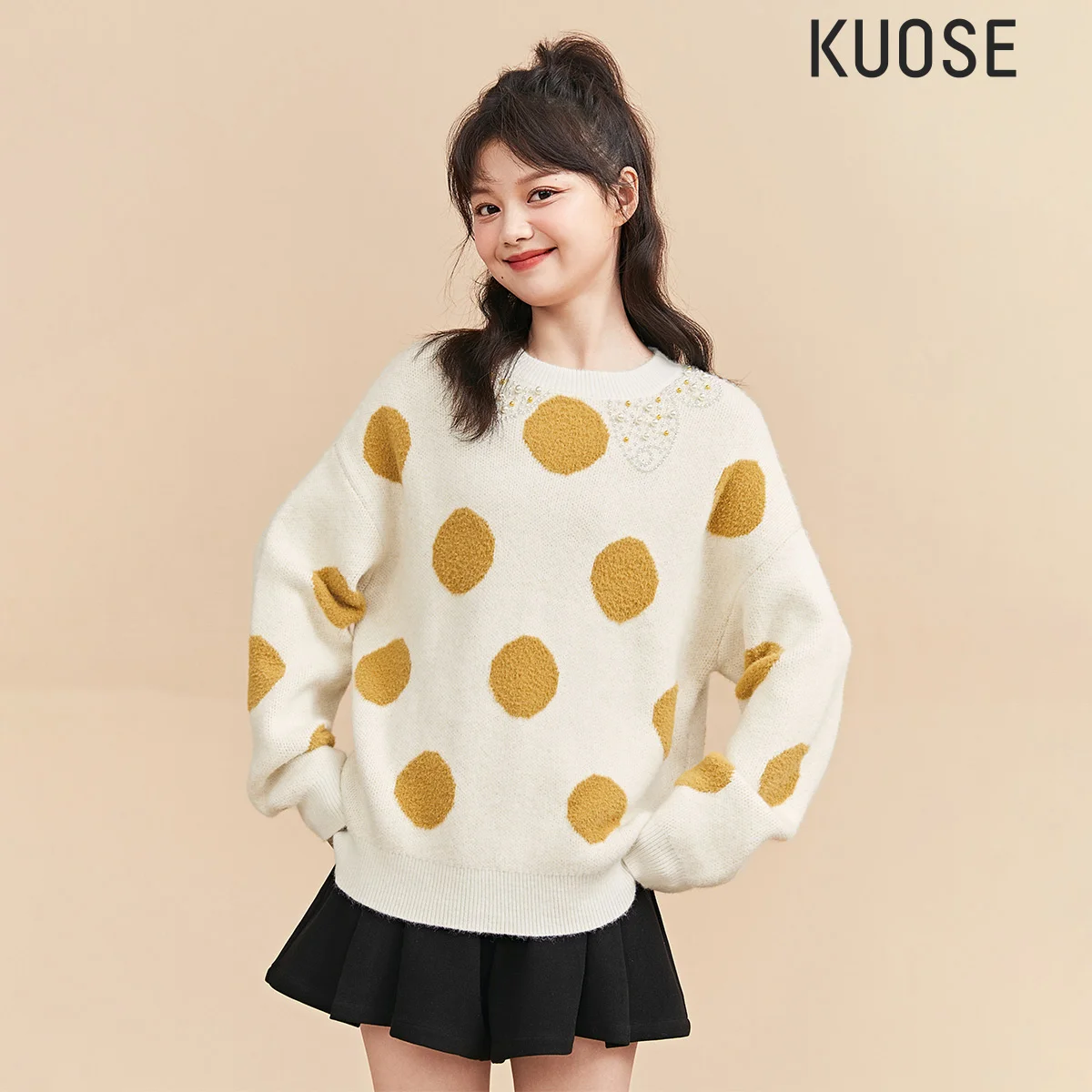 Sweet and cute polka dot loose sweater outer wear 2020 new winter Korean style knitted top women
Sweet and cute polka dot loose sweater outer wear 2020 new winter Korean style knitted top women
