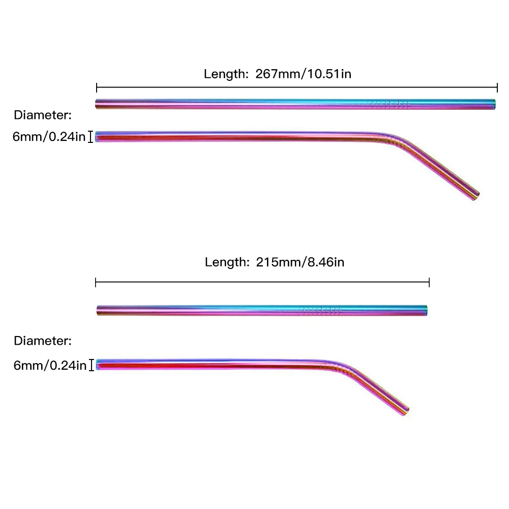 12 Piece Set Reusable Drinking Straw Eco-Friendly Stainless Steel Straws Set Metal Colorful Straws Bar Party Accessory 
12 Piece Set Reusable Drinking Straw Eco-Friendly Stainless Steel Straws Set Metal Colorful Straws Bar Party Accessory