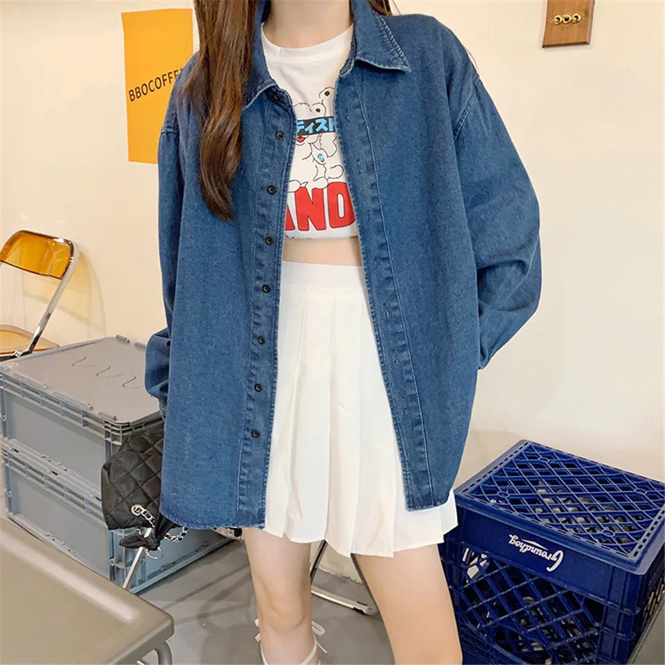 Plus Size Jeans Shirt Women Casual Solid All-match Ladies Denim Shirts Tops Woman Blouses Autumn Loose Blouse Korea Shirts Blusa
Plus Size Jeans Shirt Women Casual Solid All-match Ladies Denim Shirts Tops Woman Blouses Autumn Loose Blouse Korea Shirts Blusa