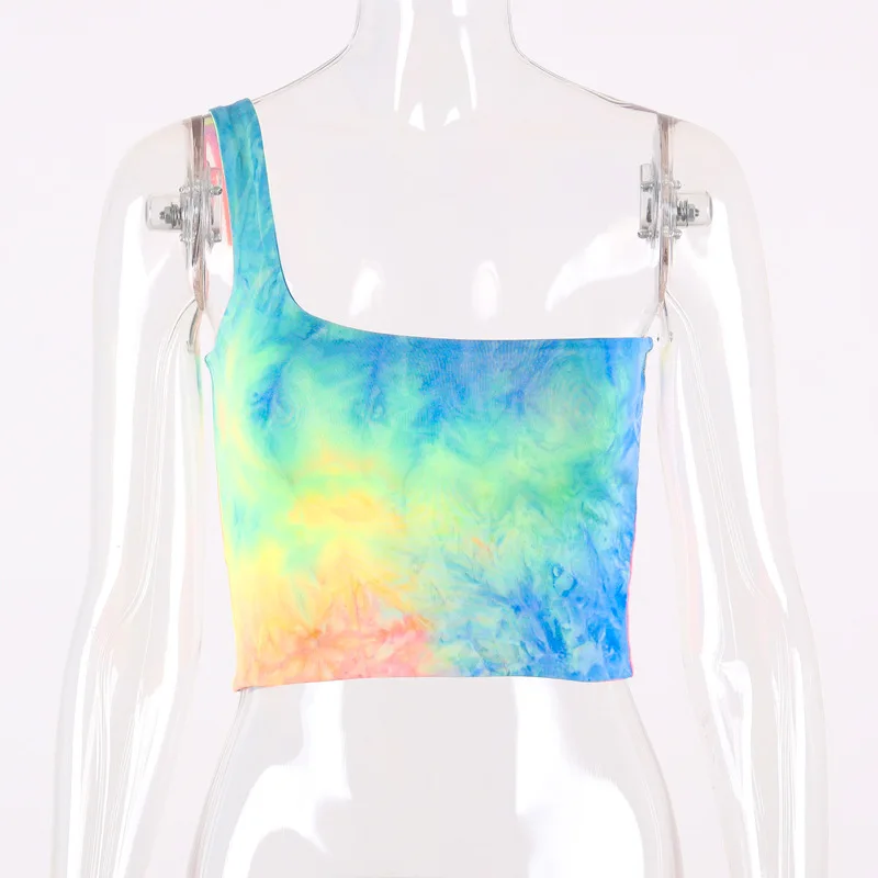 Women Single Shoulder One Shoulder Running Vest Sleeveless Colorful Gradient Crop Tops Sexy Yoga Dance Fitness Training Tops
Women Single Shoulder One Shoulder Running Vest Sleeveless Colorful Gradient Crop Tops Sexy Yoga Dance Fitness Training Tops