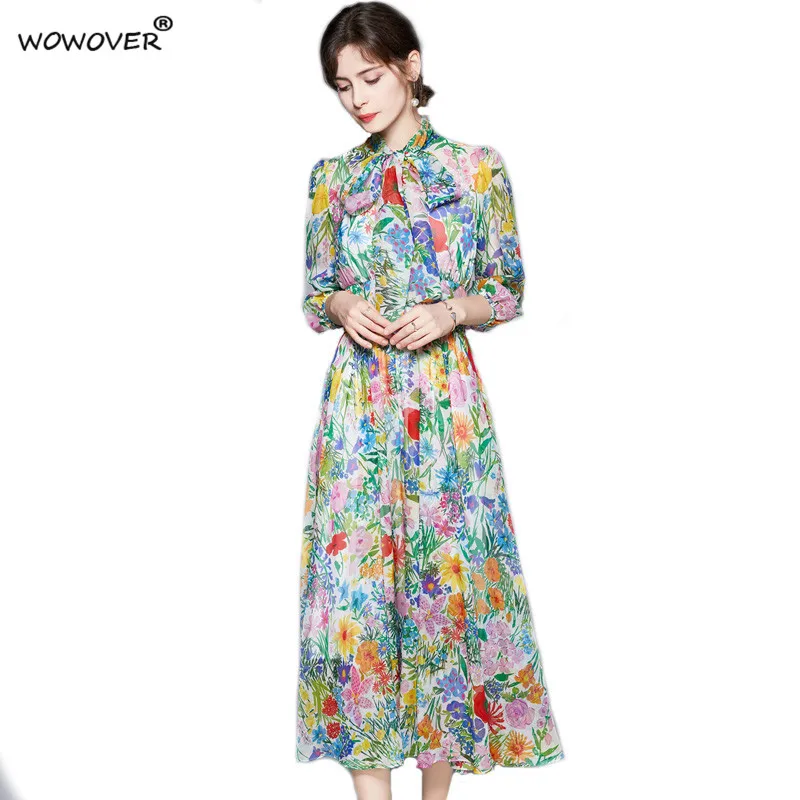 Runway Fashion Bow Collar Floral Print Summer Midi Holiday Chiffon Dress Women Elegant Vintage Vestidos Aline Beach Robe Femme
Runway Fashion Bow Collar Floral Print Summer Midi Holiday Chiffon Dress Women Elegant Vintage Vestidos Aline Beach Robe Femme