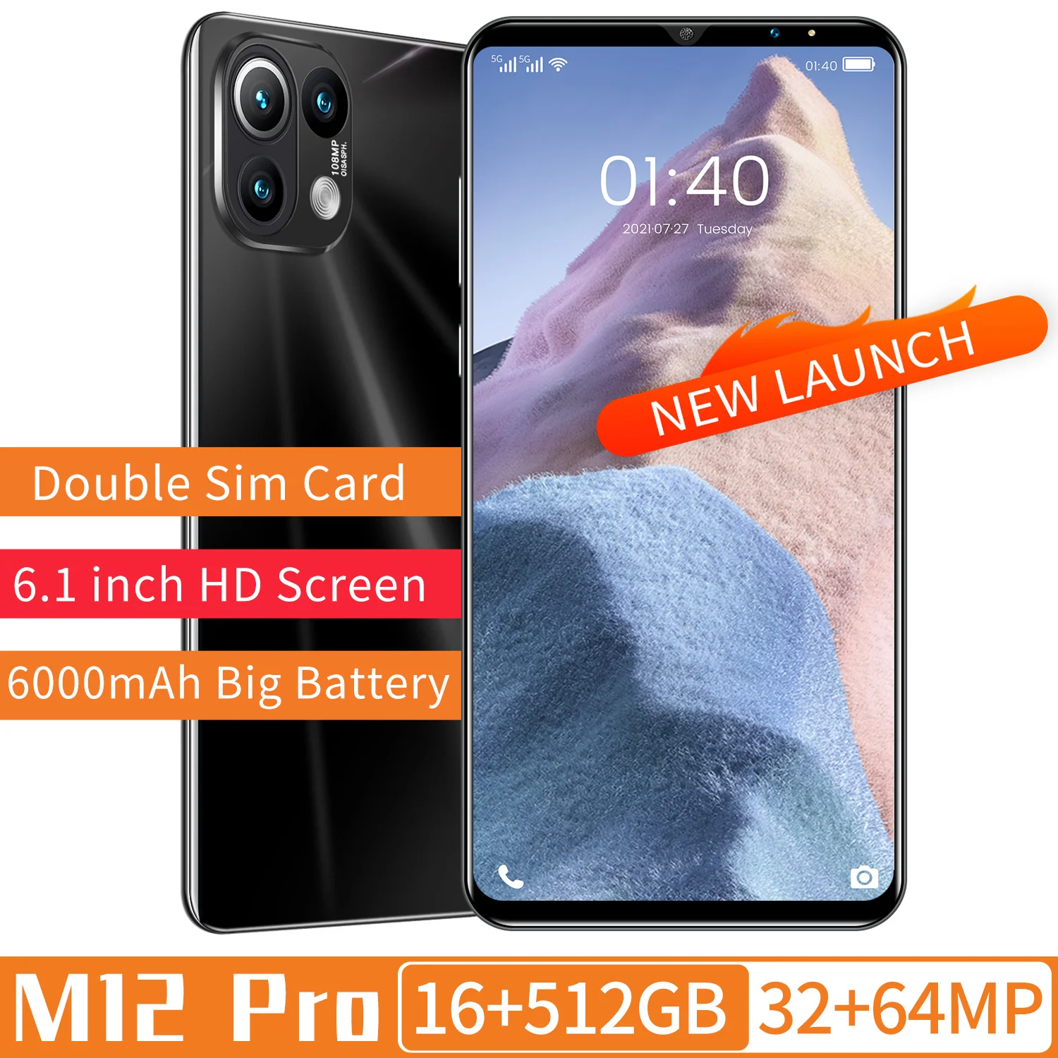 6.1 Inch Huavei M12 Pro HD 5G 16GB 512GB 6000mAh Big Battery 32MP 64MP FaceID Unlock Finger Print Snapdragon 888 Smartphone
6.1 Inch Huavei M12 Pro HD 5G 16GB 512GB 6000mAh Big Battery 32MP 64MP FaceID Unlock Finger Print Snapdragon 888 Smartphone