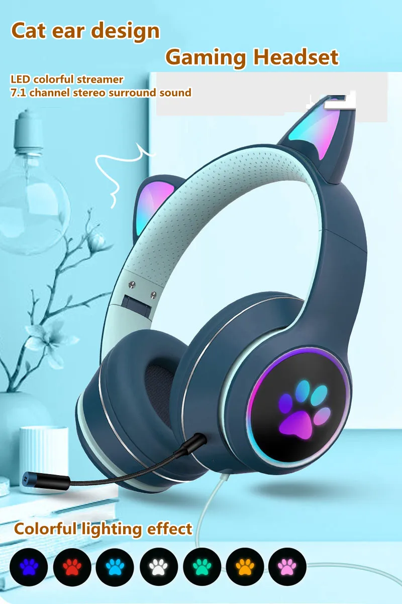 AKZ-022 Cat Ear Wired Headphones 7.1 Channel LED Lighting Over-head Gaming Headset Noise Reduction With Mic Bass Stereo PC Wired
AKZ-022 Cat Ear Wired Headphones 7.1 Channel LED Lighting Over-head Gaming Headset Noise Reduction With Mic Bass Stereo PC Wired