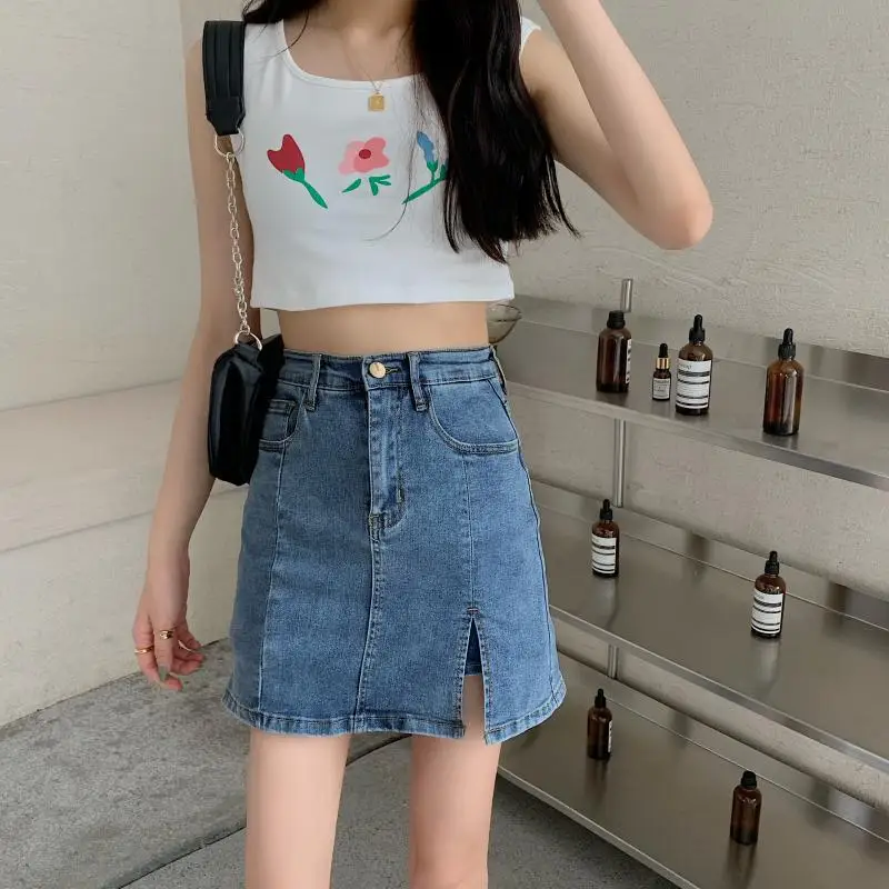 High Waist Denim Skirt for Women Thin Korean Fashion Casual Bag Hip Split Shirts Shorts Women Skirt Summer Women's Fashion S-2XL 
High Waist Denim Skirt for Women Thin Korean Fashion Casual Bag Hip Split Shirts Shorts Women Skirt Summer Women's Fashion S-2XL