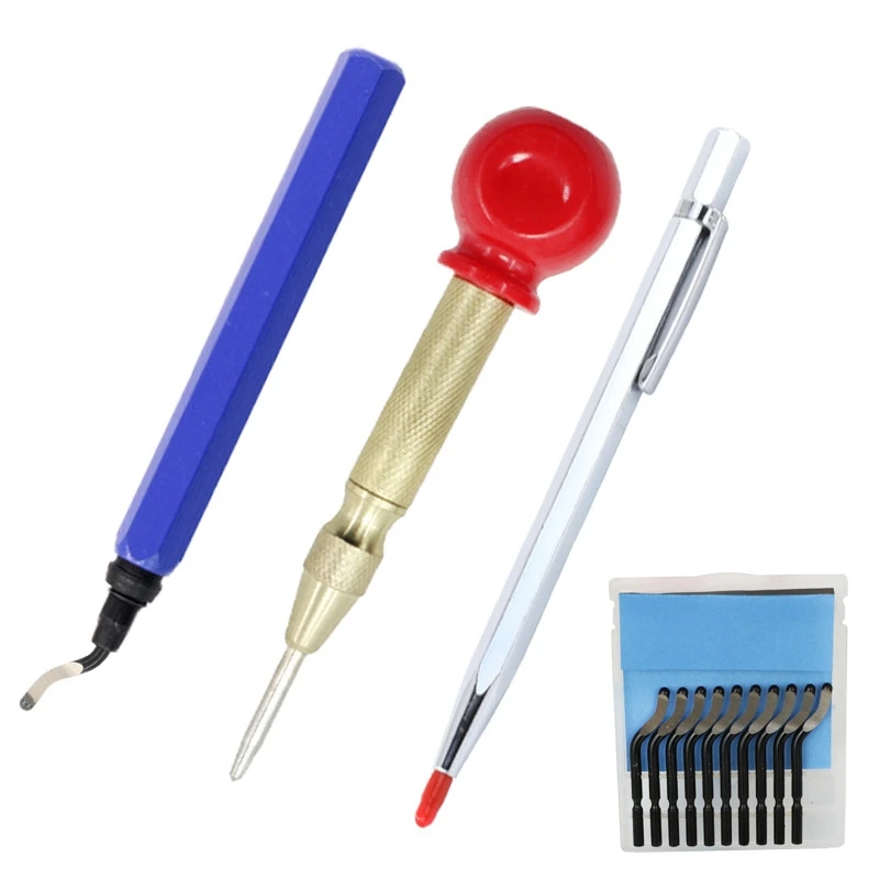 Deburring Tool Kit 10 Pcs HSS Blades with 1 Swivel Handle and 1 Pointed Tiles Cutter Pen Removing Burr,1 Center Punch
Deburring Tool Kit 10 Pcs HSS Blades with 1 Swivel Handle and 1 Pointed Tiles Cutter Pen Removing Burr,1 Center Punch