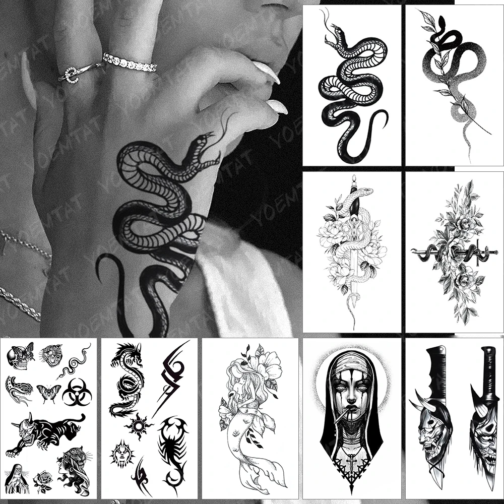 Waterproof Temporary Tattoo Sticker Old School Flash Tatoo Dark Snake Scorpion Arm Wrist Fake Tatto For Body Art Women Men
Waterproof Temporary Tattoo Sticker Old School Flash Tatoo Dark Snake Scorpion Arm Wrist Fake Tatto For Body Art Women Men