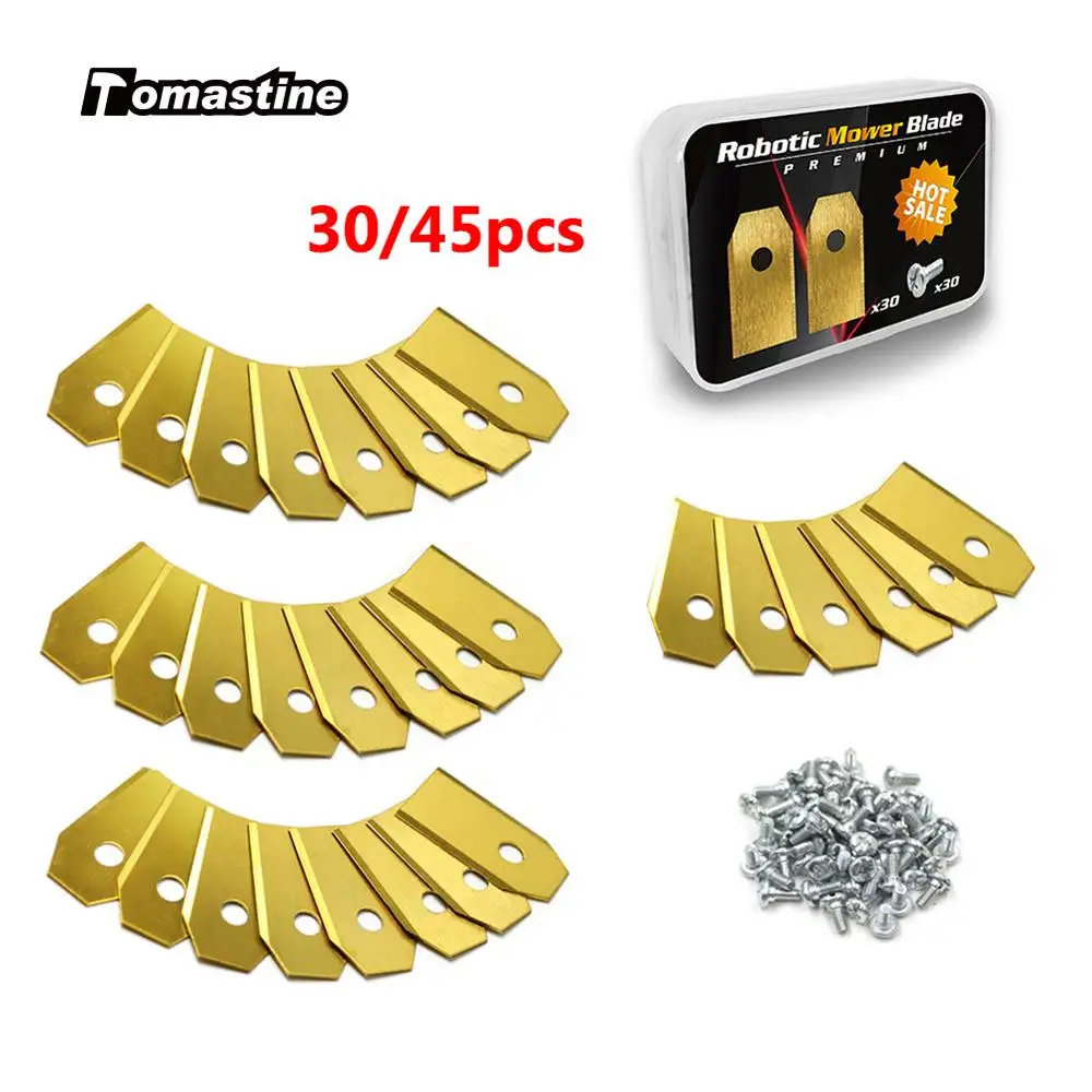 30/45pcs Lawn Robot Blade Set Silver/Golden Titanium Plating Lawn Mover Replacement Blade for Garden Automatic Moving Machine
30/45pcs Lawn Robot Blade Set Silver/Golden Titanium Plating Lawn Mover Replacement Blade for Garden Automatic Moving Machine
