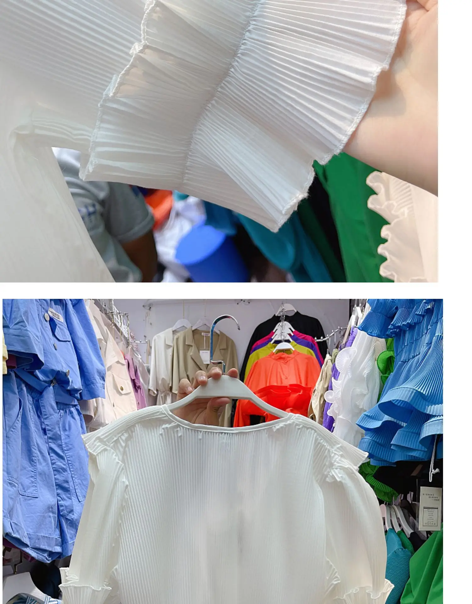 2021 Summer New Sweet Pleated Wooden Ear Ultra Short Blouse Female Fashion V-neck Puff Sleeve Slim Waist Shirt for Women
2021 Summer New Sweet Pleated Wooden Ear Ultra Short Blouse Female Fashion V-neck Puff Sleeve Slim Waist Shirt for Women