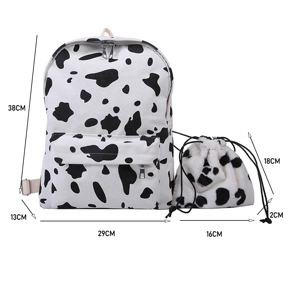 Women Casual Nylon Shoulder BackPack Fashion Cow Printed Drawstring Pouch Teenage Girls Soft Plush Crossbody Bag Composite Set 
Women Casual Nylon Shoulder BackPack Fashion Cow Printed Drawstring Pouch Teenage Girls Soft Plush Crossbody Bag Composite Set