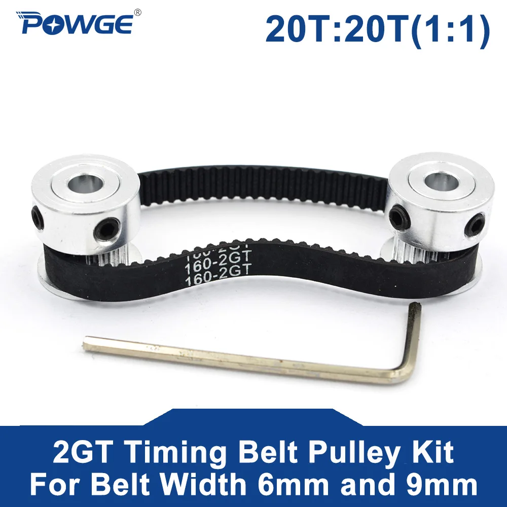 POWGE 2M/2GT 20Teeth Synchronous Timing Pulley Bore 4/5/6/6.35/8mm Set 1:1 20T:20T Speed Ratio for 160-2GT Belt Width 6/9mm Kit
POWGE 2M/2GT 20Teeth Synchronous Timing Pulley Bore 4/5/6/6.35/8mm Set 1:1 20T:20T Speed Ratio for 160-2GT Belt Width 6/9mm Kit