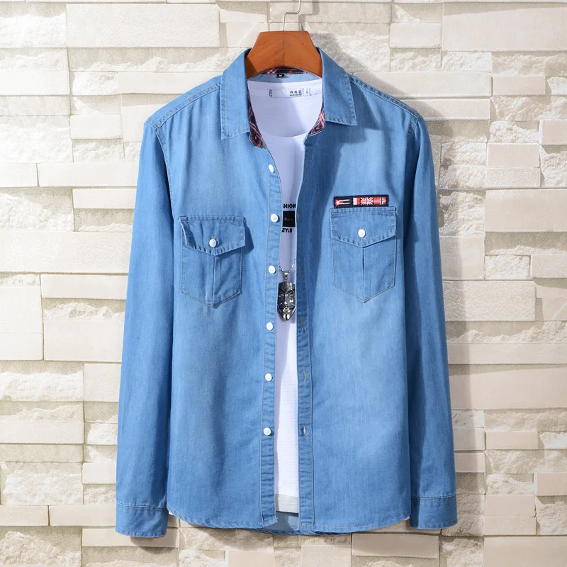 2021 Spring Summer New Men'S Denim Slim Shirt High-Quality Fashion All-Match Cowboy Jacket Business Casual Male Black Blue Top
2021 Spring Summer New Men'S Denim Slim Shirt High-Quality Fashion All-Match Cowboy Jacket Business Casual Male Black Blue Top