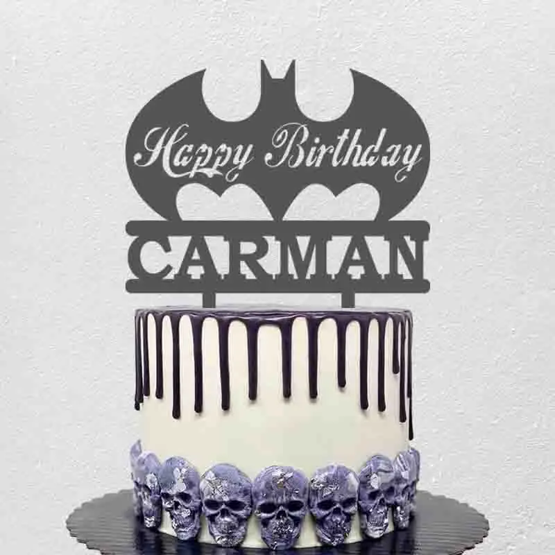 Personalized Cartoon Birthday Cake Topper Custom Name Happy Birthday Bat Man Silhouettes For Birthday Party Cake Decoration
Personalized Cartoon Birthday Cake Topper Custom Name Happy Birthday Bat Man Silhouettes For Birthday Party Cake Decoration