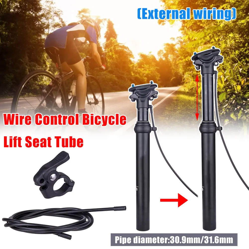 MTB Dropper Seatpost Adjustable Suspension Seat Tube Post Internal Routing External Cable Remote Lever 100mm Travel 30.9 31.6
MTB Dropper Seatpost Adjustable Suspension Seat Tube Post Internal Routing External Cable Remote Lever 100mm Travel 30.9 31.6