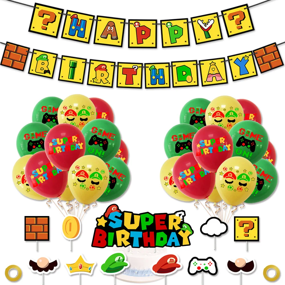 European and American Hot-Selling Classic Game Mario Theme Balloon Pull Flag Set Game Children's Birthday Party Decorations
European and American Hot-Selling Classic Game Mario Theme Balloon Pull Flag Set Game Children's Birthday Party Decorations