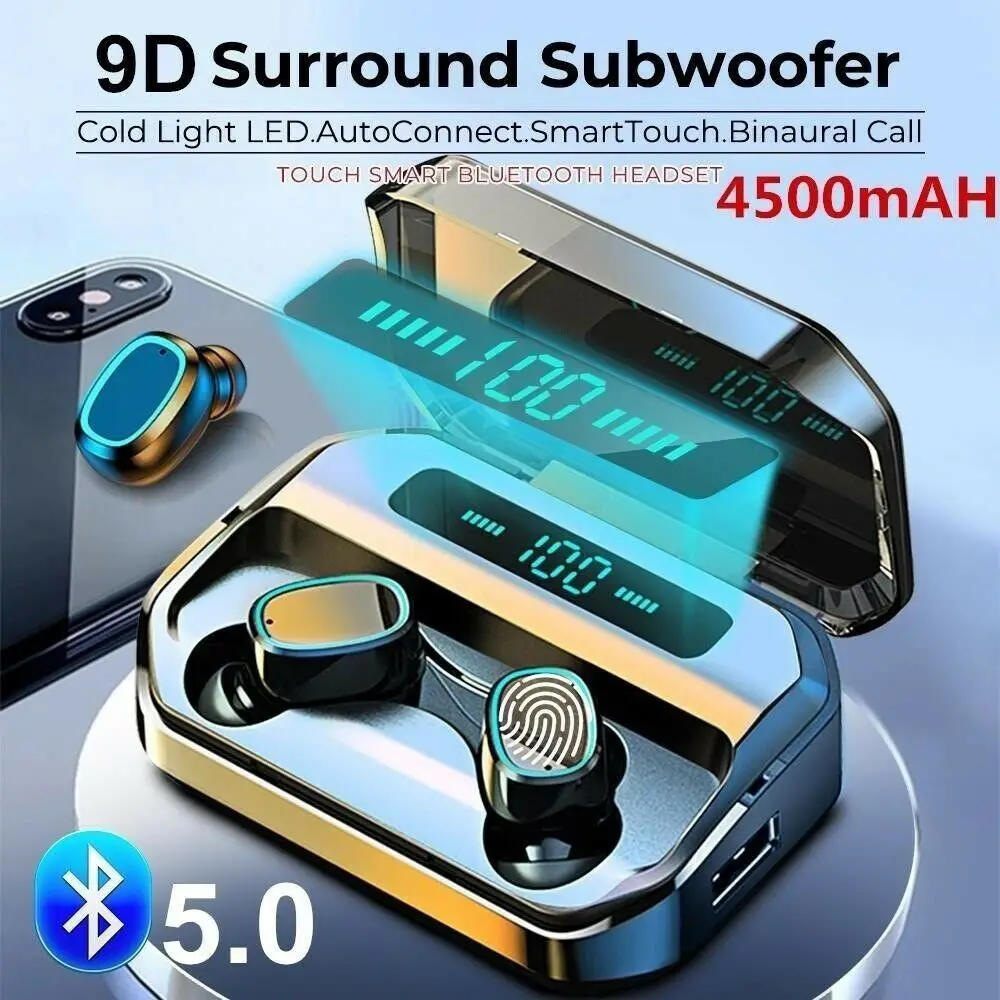 TWS Bluetooth 5.0 Earbuds with Charging Box Android Wireless Earphone 9D Surround Subwoofer Sport Headsets IPX7 WaterProof
TWS Bluetooth 5.0 Earbuds with Charging Box Android Wireless Earphone 9D Surround Subwoofer Sport Headsets IPX7 WaterProof