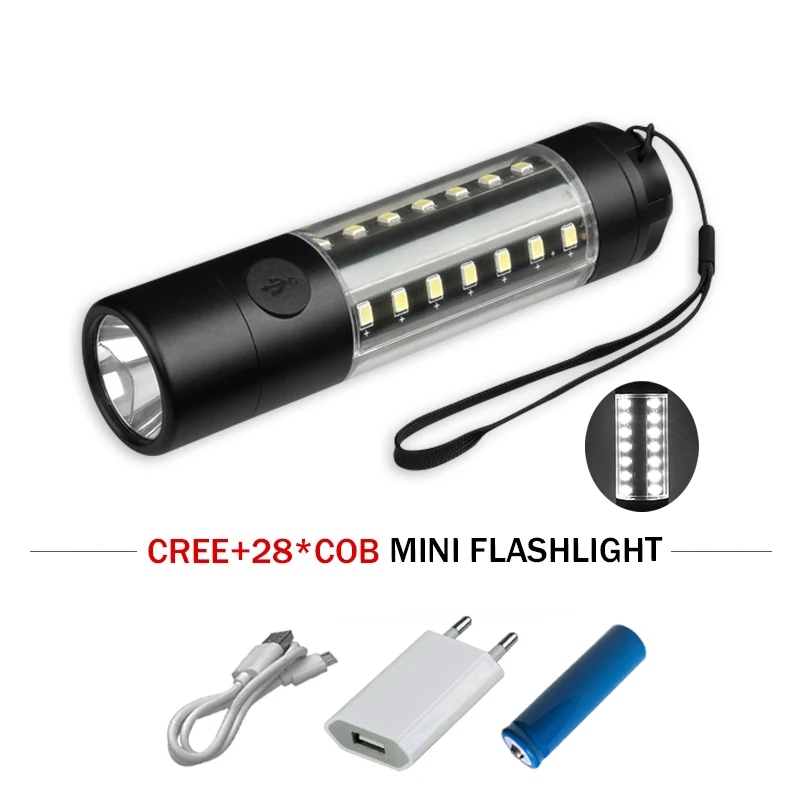 Фото 28 светодиодный мини фонарик USB CREE XM L T6 перезаряжаемый водонепроницаемый