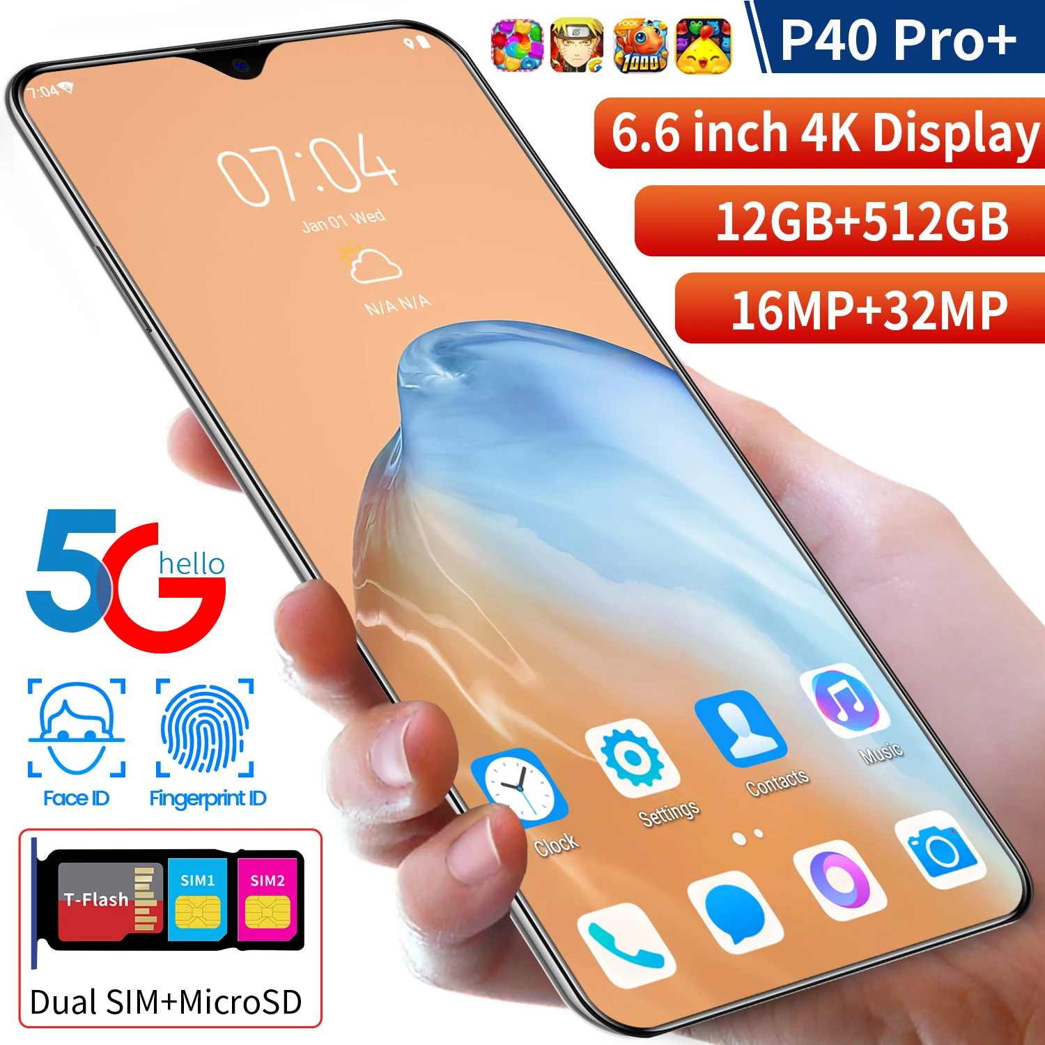 New Global Version P40 Pro+6.6Inch 4K Display Smartphone 5000mAh 12+512G 16+32MP Cellphone Supports Google Play GPS MobilePhone
New Global Version P40 Pro+6.6Inch 4K Display Smartphone 5000mAh 12+512G 16+32MP Cellphone Supports Google Play GPS MobilePhone