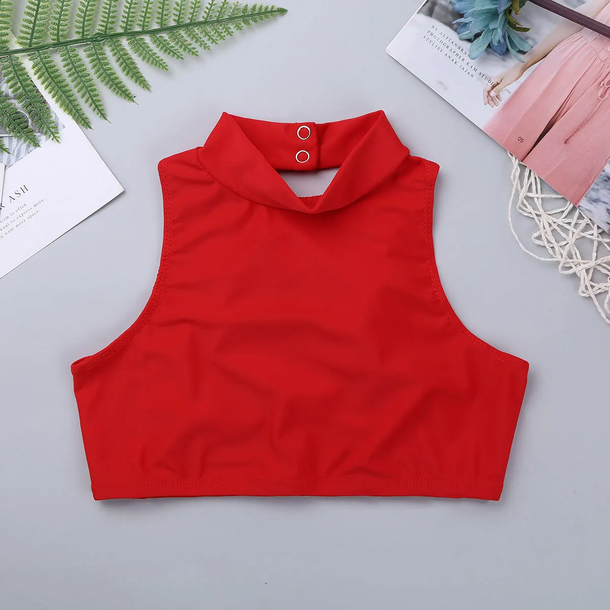 

Fashion Mock Neck Short Vest Kids Girls Sleeveles Crisscross Back Tanks Streetwear Summer Crop Top Ballet Dance Cropped Camisole