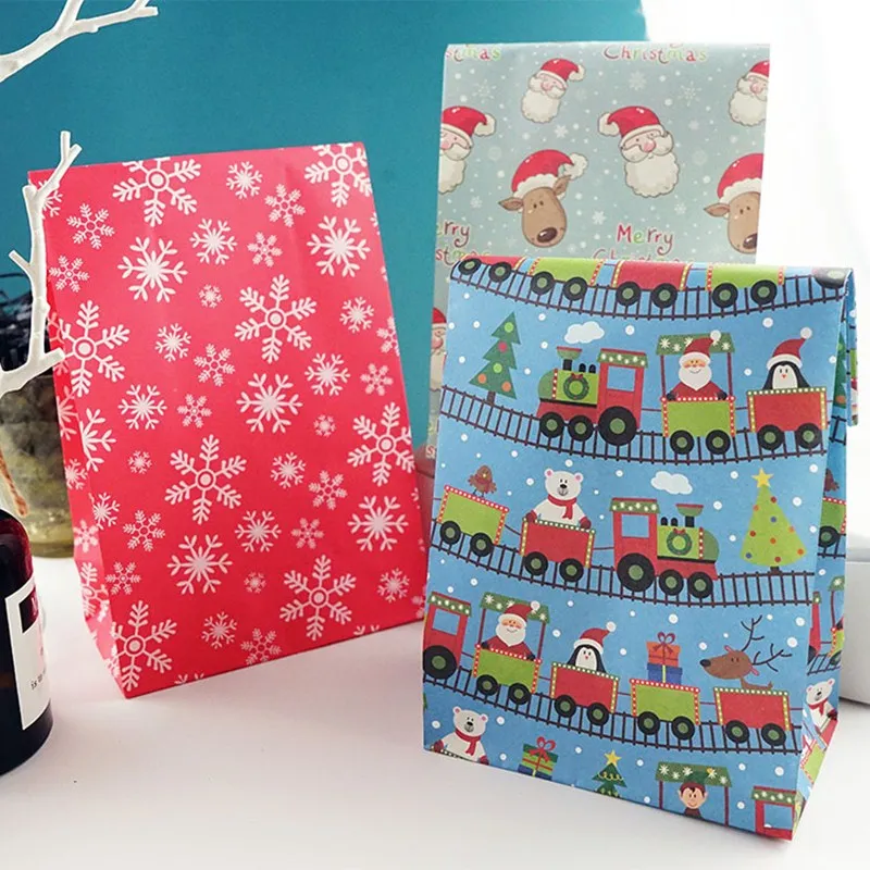 Рождественская коробка из крафт-бумаги конфеты рождественские пакеты бумажные