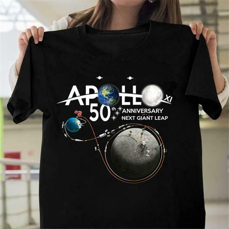 Apollo Xi 50Th anniversary Next Giant Leap футболка Черная Хлопковая мужская Удобная