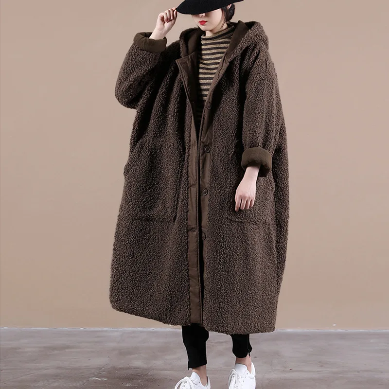 2021 Plus Velvet Long Cotton Coat Women's Winter Clothes New Korean Version Loose Large Size Lamb Wool Hooded Button Fashion
2021 Plus Velvet Long Cotton Coat Women's Winter Clothes New Korean Version Loose Large Size Lamb Wool Hooded Button Fashion