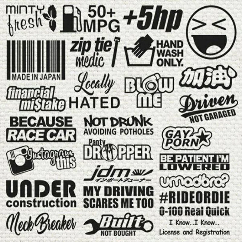 Car Sticker Decal Vinyl 28 Pack Lot Euro Funny Drift Boost Low Tuner JDM Racing Combination Decal Waterproof Sunscreen Car Decal
Car Sticker Decal Vinyl 28 Pack Lot Euro Funny Drift Boost Low Tuner JDM Racing Combination Decal Waterproof Sunscreen Car Decal