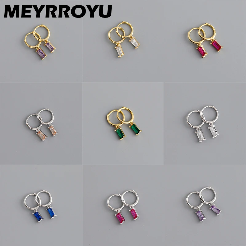 MEYRROYU Sterling Silver Temperament Rectangle Multicolor Crystal Pendant Light Luxury Hoop Earrings Fashion Woman Jewelry 925
MEYRROYU Sterling Silver Temperament Rectangle Multicolor Crystal Pendant Light Luxury Hoop Earrings Fashion Woman Jewelry 925