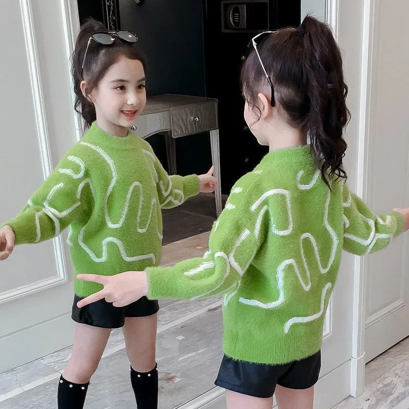 2021 Spring Winter Girl Casual Mink Down Hedging Sweater Children's Knitted Woolen Kids Warm Thicken Plus Velvet High Quality
2021 Spring Winter Girl Casual Mink Down Hedging Sweater Children's Knitted Woolen Kids Warm Thicken Plus Velvet High Quality