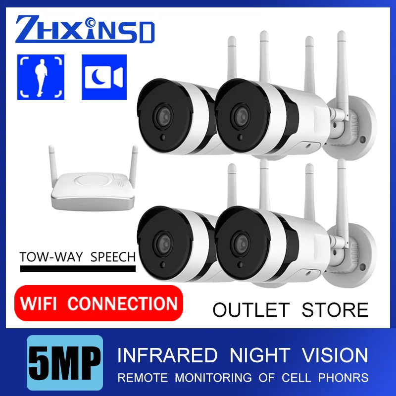 ZHXINSD Security Camera System 4CH 5MP HD NVR Kit CCTV Four Way Audio AI Face Detect Outdoor Video Surveillance IP Camera Set
ZHXINSD Security Camera System 4CH 5MP HD NVR Kit CCTV Four Way Audio AI Face Detect Outdoor Video Surveillance IP Camera Set