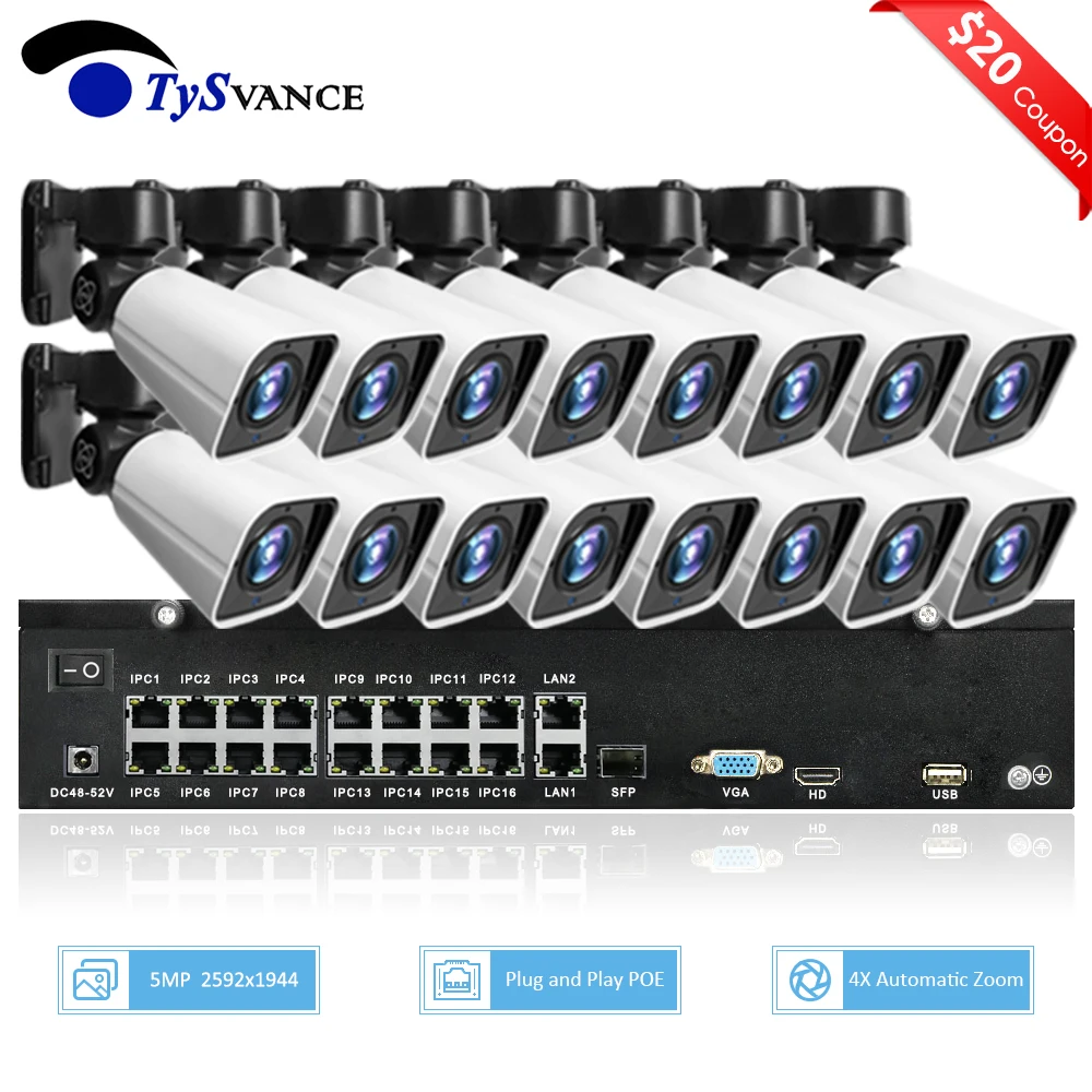 16ch 5MP POE PTZ IP камера NVR система Комплект H.265 2 8 12 мм 4X оптический зум CCTV безопасности Открытый водонепроницаемый