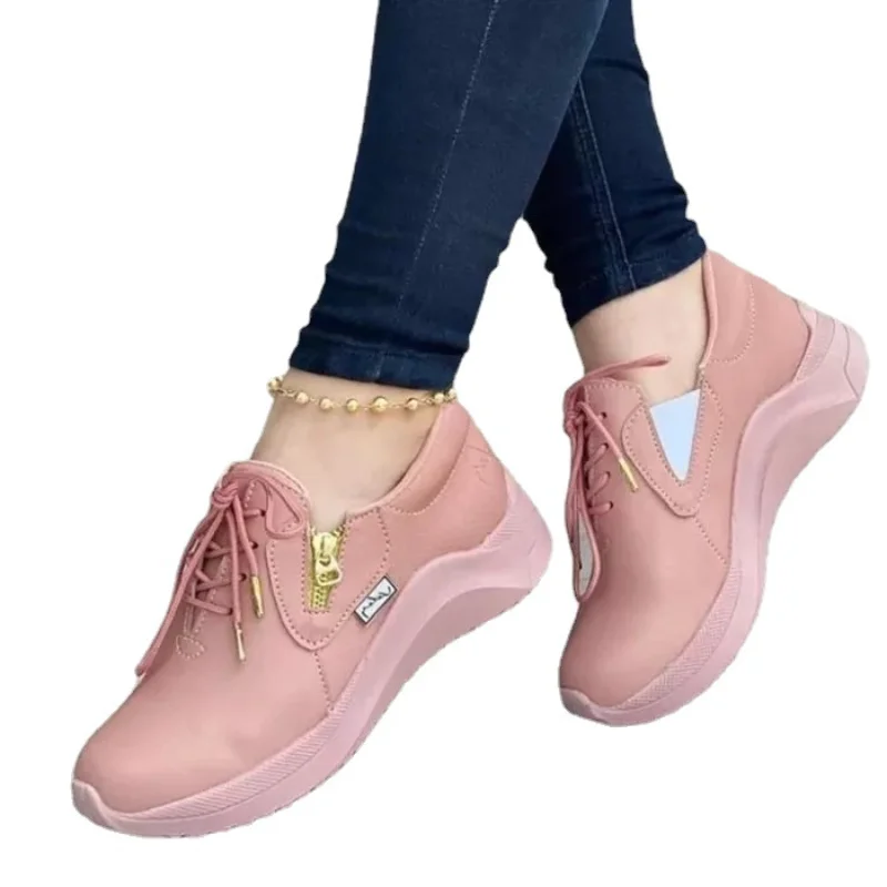 Women Platform Sneakers Zipper Lace-up Vulcanized Leisure Sports Running Walking Shoes Zapatillas Mujer plus size 35-43
Women Platform Sneakers Zipper Lace-up Vulcanized Leisure Sports Running Walking Shoes Zapatillas Mujer plus size 35-43