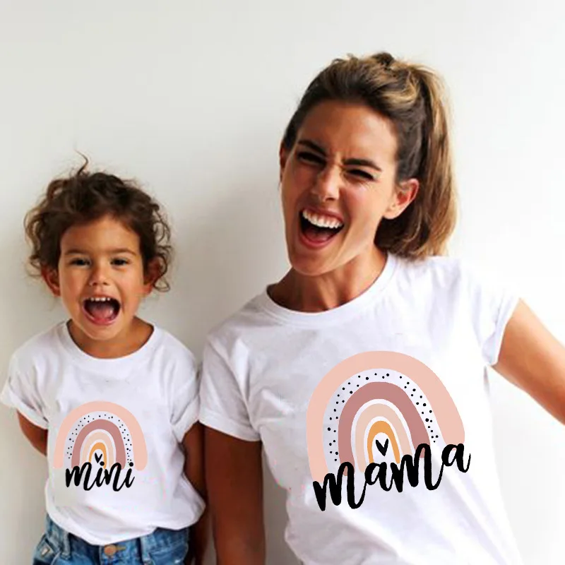 Mama and Mini Family Rainbow Printed T-shirt Short Sleeve Mommy and Me Matching Clothes Tee Children's Tops Mom T-shirts Outfits
Mama and Mini Family Rainbow Printed T-shirt Short Sleeve Mommy and Me Matching Clothes Tee Children's Tops Mom T-shirts Outfits