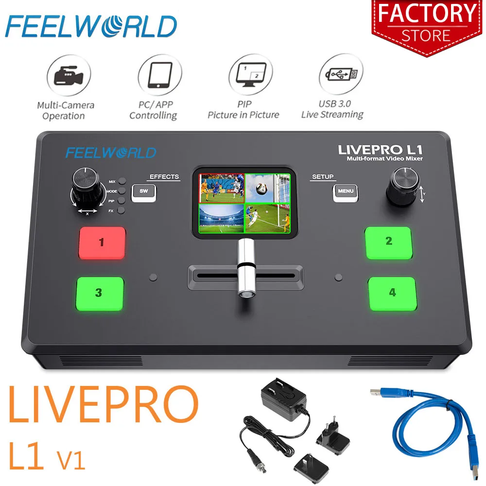 Многоформатный студийный видеомикшер Feelworld Livepro L1 V1 микшер HDMI для цифровой