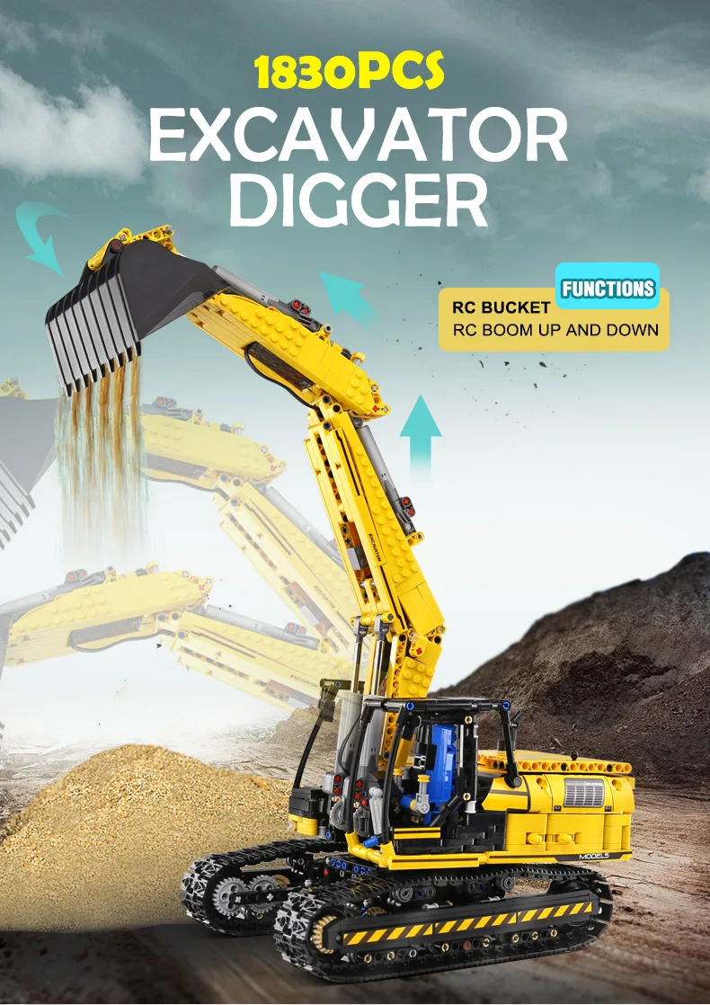 MOULD KING Motorized High-Tech Excavator truck Link Belt 250 X 3 - PF version Truck Model Building Blocks Bricks Kids toys Gifts
MOULD KING Motorized High-Tech Excavator truck Link Belt 250 X 3 - PF version Truck Model Building Blocks Bricks Kids toys Gifts