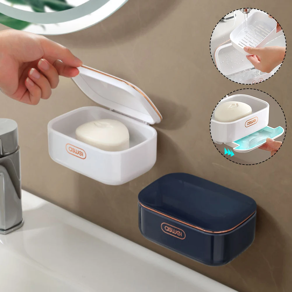 Soap Dish with Lid Wall Mounted Bar Soap Holder Container Box with Drip Tray Shower Bathroom Supplies Kitchen Accessories
Soap Dish with Lid Wall Mounted Bar Soap Holder Container Box with Drip Tray Shower Bathroom Supplies Kitchen Accessories