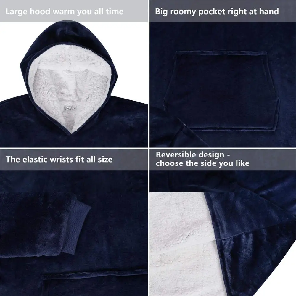 Oversized Hoodie Blanket Oversize Sweatshirt Plaid Giant Hoodies Women Winter Wearable Throw Hooded Female Warm Smooth Blanket
Oversized Hoodie Blanket Oversize Sweatshirt Plaid Giant Hoodies Women Winter Wearable Throw Hooded Female Warm Smooth Blanket