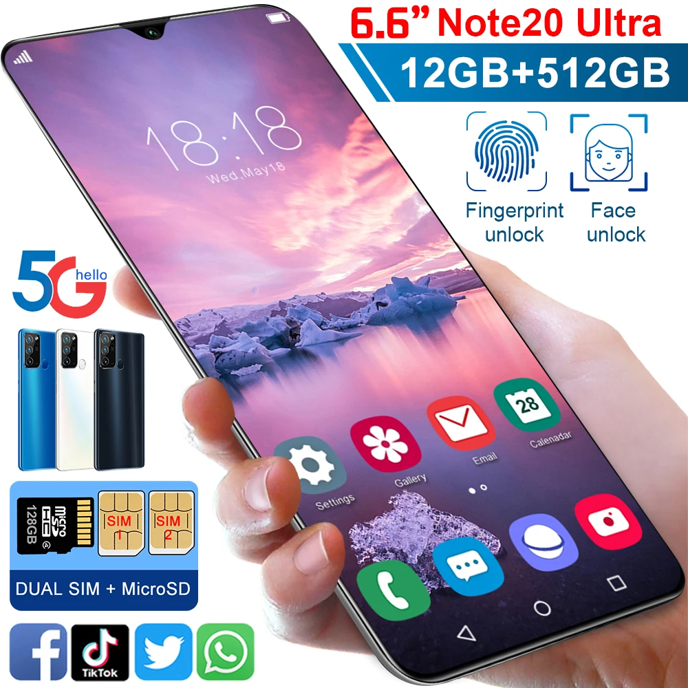 Global Version 6.7 Inch Note20 Ultra 12GB 512GB 18+48MP Andriod 10 Smartphones Ten Core MTK6889 Dual SIM 4G 5G Cheap Cell Phone
Global Version 6.7 Inch Note20 Ultra 12GB 512GB 18+48MP Andriod 10 Smartphones Ten Core MTK6889 Dual SIM 4G 5G Cheap Cell Phone