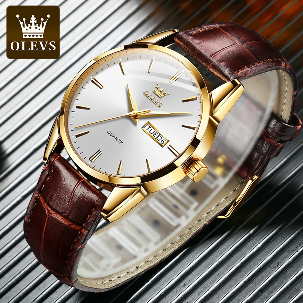 часы мужские наручные OLEVS для мужчин лучший бренд класса люкс кварцевые с дышащим