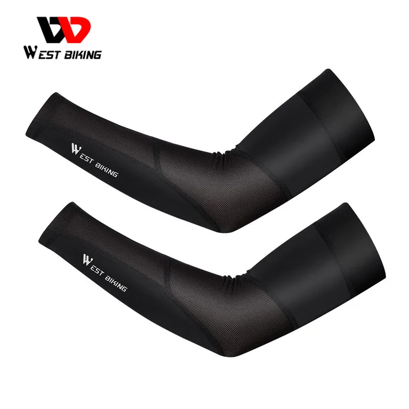 

WEST BIKING Cycling Arm Sleeve Ice Fabric Breathable UV Protection Fitness Basketball Elbow Pad Summer Sport Running Arm Warmers
